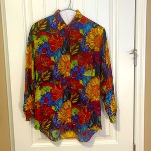 Long Sleeve Button-Down Silk Blouse